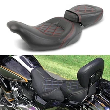 Low-Profile Driver Passenger Seat Two-up For Harley Touring Road King Road Glide
