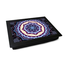 Mandala Pattern Lap Tray with Cushion, Padded Knee Desk For Meals and Laptops UK