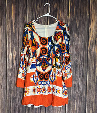 Pitanga Womens Mini Tiered Dress M Multicolor Long Sleeve Boho Chic Casual