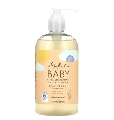 Shea Moisture Baby Extra beruhigendes Wasch- und Shampoo, Hafermilch und Reiswasser.