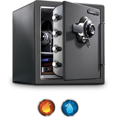Medium Gray Fireproof Safe and Waterproof Safe Box w/Dial Combination 1.23 Cu Ft