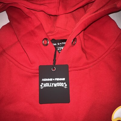 HOMME+FEMME スウェット パーカー Homme Femme Hollywood/New York Hoodie Red Size Small. SOLD OUT