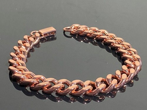 Pure Solid Copper Bracelet Arthritis Cuban Chain Curb Link Rider 8mm Bracelet - Bild 5 von 6
