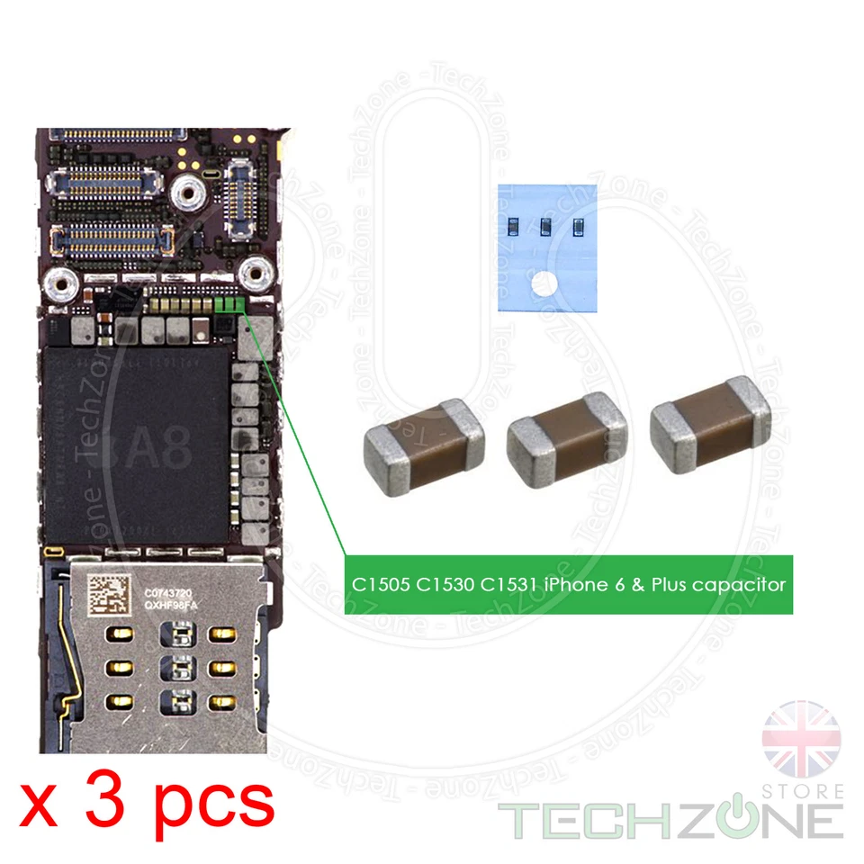 OEM ( ORIGINAL EQUIPMENT MANUFACTURER ) 3 X Backlight Capacitor C1505 C1530 C1531 Condenser for iPhone 6 & iPhone 6 Plus