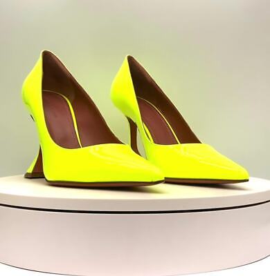 Amina Muaddi Yellow Ami 95 Patent Leather Pointed Neon Amina Muaddi Yellow Ami 95 Patent Leather Pointed Neon