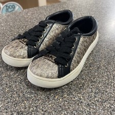 Michael Kors Girls' Jem Miracle Shimmer Logo Print Lace-Up Sneakers Black/Gold