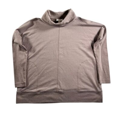 PureJill Women's Harmony Rib-Trimmed Relaxed Top Brown Size XS