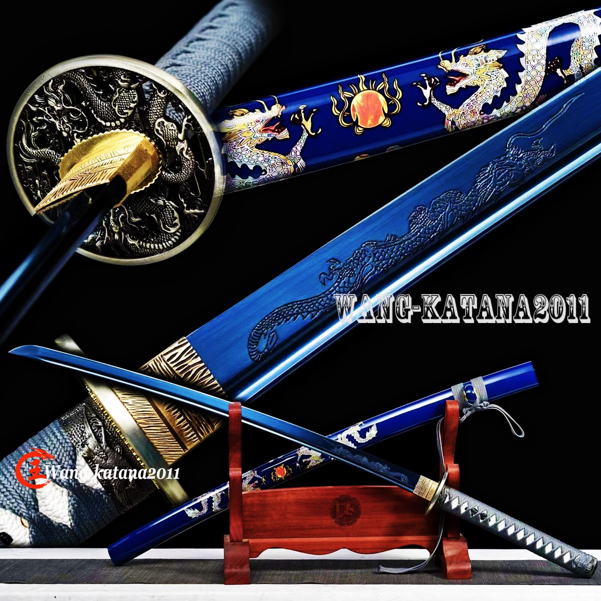 Blue Dragon Katana T1060 Battle Ready Japanese Sharp Blue Dragon Katana T1060 Battle Ready Japanese Sharp