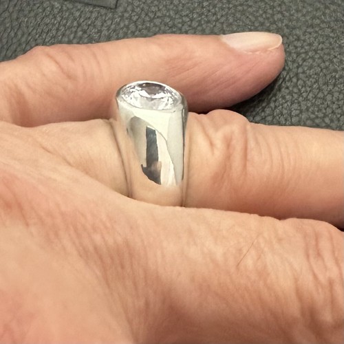 MJG STERLING SILVER MEN'S RING.10MM FACETED CUBIC ZIRCONIA.S 9. APRIL BIRTHSTONE - Picture 7 of 7