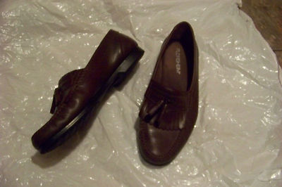 mens florsheim brown leather tassel fringe slip on loafers  display picture 3
