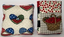 Watermelon Pin Cushion Bandanna Needle Book Sewing Notions Handmade Cherry  20