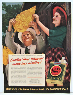 Vintage 1940 Lucky Strike Cigarettes Magazine Ad Full Page It's Luckies 2 To 1