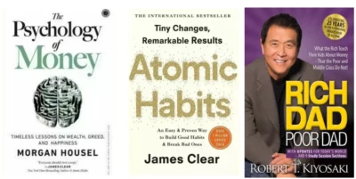 Rich Dad Poor Dad The Psychology of Money, Atomic Habits 3 Books Set Paperback