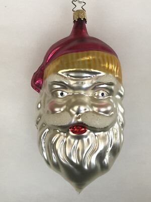 VTG INGE GLAS MAROON/GOLD SANTA HEAD-Retired HTF