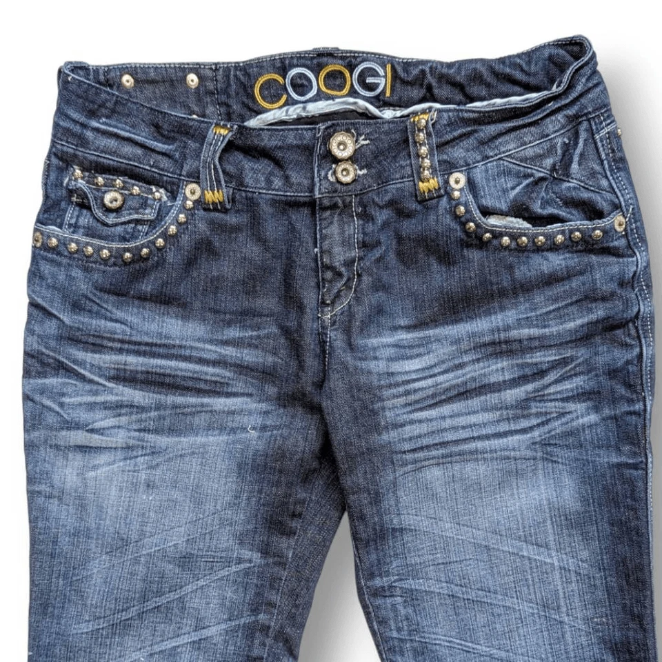 Coogi Y2K Womens Denim Jeans Boot Cut Stud Double Button Blue Med Wash Size 11/1 - Image 3 of 4