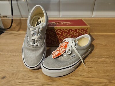 VANS Era Shoes Silver True White UK Womens Sparkle New UK
