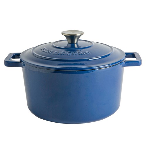 Cast Iron Casserole Dish with Lid Enameled Hob to Oven 450ml Midnight