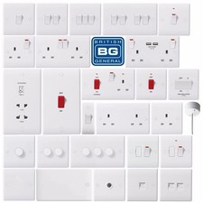 BG Wiring Devices - Nexus White Moulded Light Switches & Plug Sockets