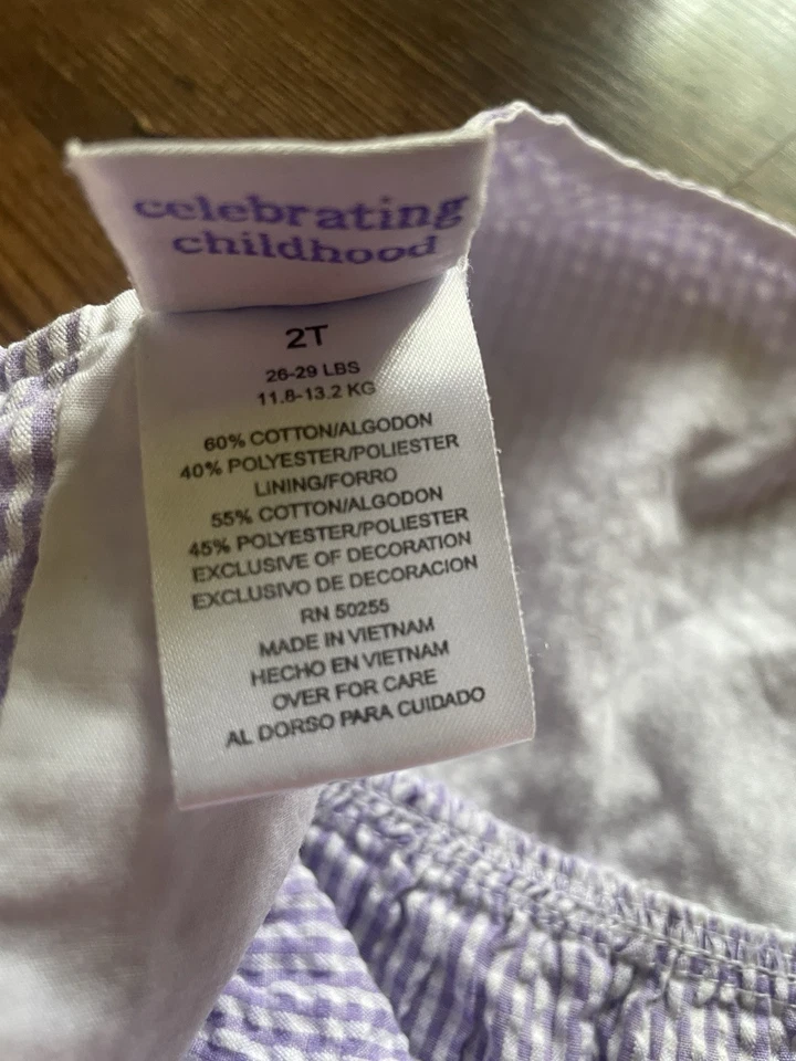 Vestido Carter's Vintage Seersucker Bebé Niño Pequeño 2T Púrpura Foto 4 de 4