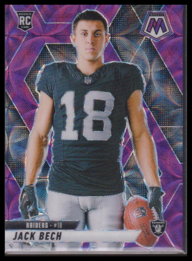 Jack Bech 2025 Panini Mosaic Football Purple Scope Raiders RC #349