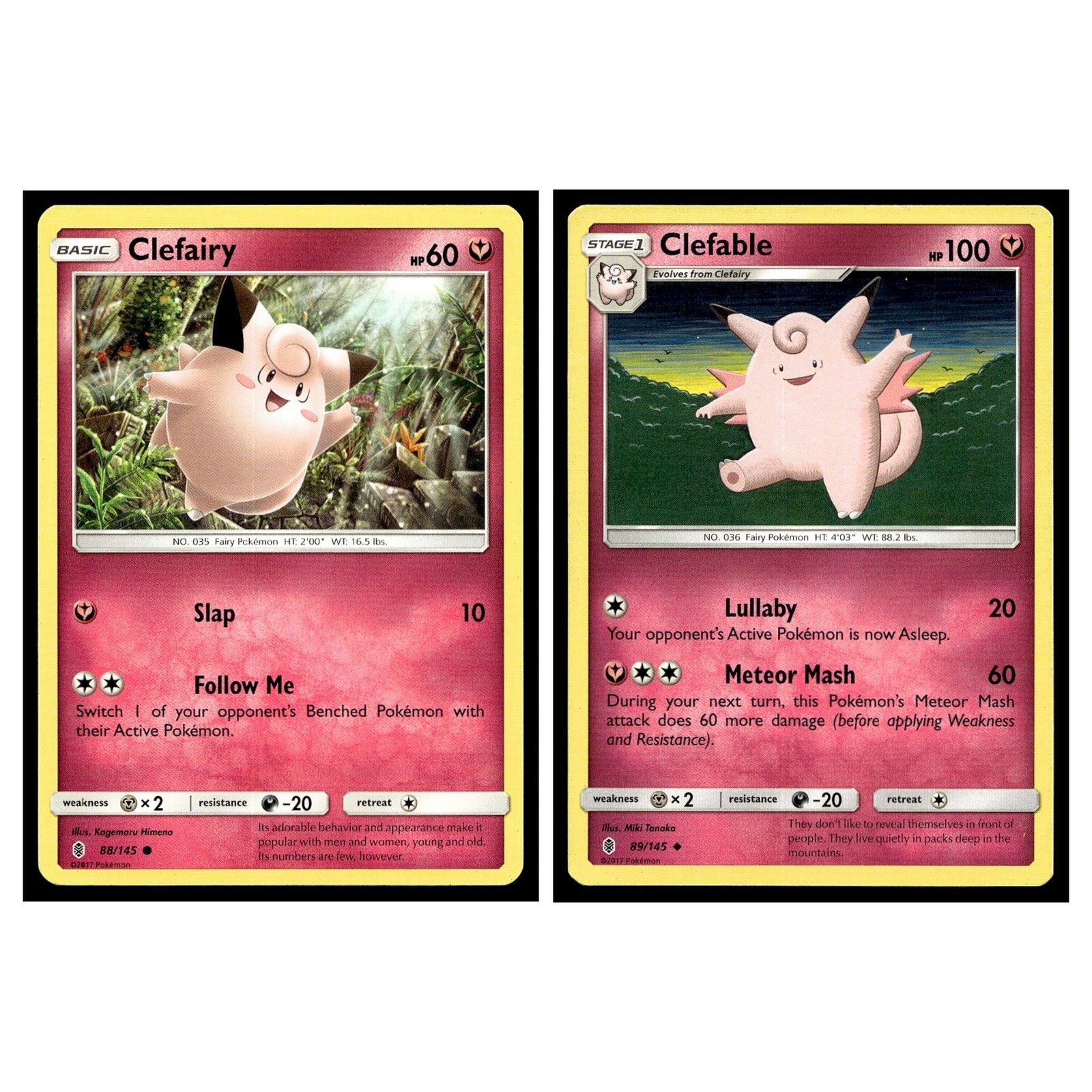 2 Card Pokemon TCG Collection - Clefairy & Clefable SM - Guardians Rising MP