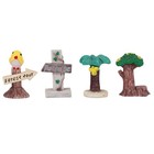 Unique Miniature Landscape Set Simulated Tree Stump Signpost and Small Trees