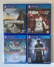 PS4 Game Lot - Uncharted 4, Steep, Ghost Recon Wildlands, NBA2K17 - Tested
