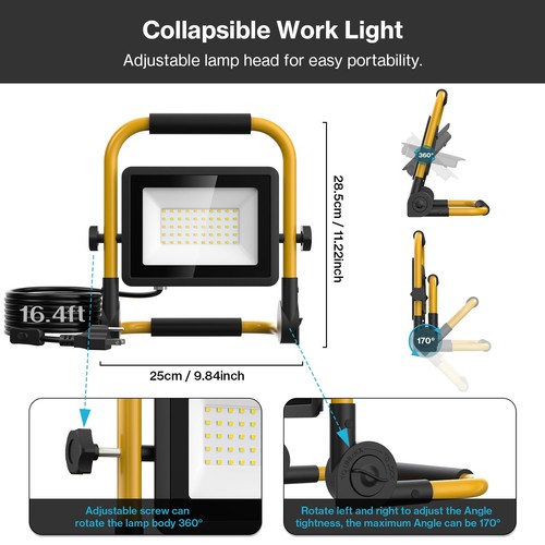 50W LED Work Light, 5000 LM Flood Light with 16.4 FT Switch Cord, Portable Wo... - Picture 4 of 6