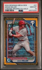 2024 Bowman Mega Chrome  #27 Aidan Miller Gold Mojo /50 PSA 10