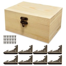 6.7"x5.1"x3.1" Unfinished Unpainted Wooden Box with Hinged Lid for Crafts DIY...