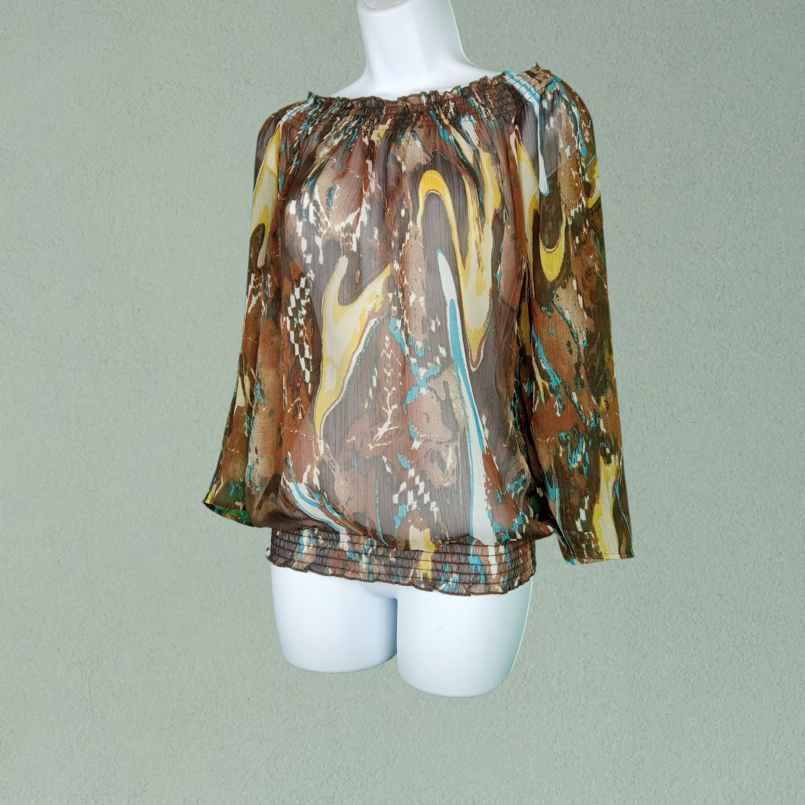 Additions by Chicos Sheer Boho Pattern Elastic He… - image 2