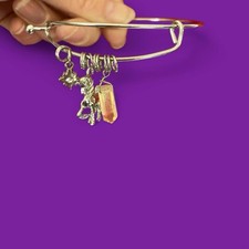 Silver tone crystal and unicorn rhinestone charm bracelet ready for other charms