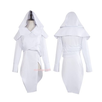 Arcane：League of Legends Mel Cosplay Costume Halloween Party White Dress Hooded