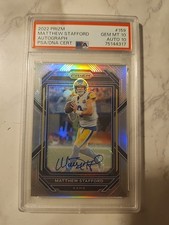 2022 Panini Prizm Matthew Stafford Silver Prizm Auto Psa Gem 10 Auto 10 POP 1
