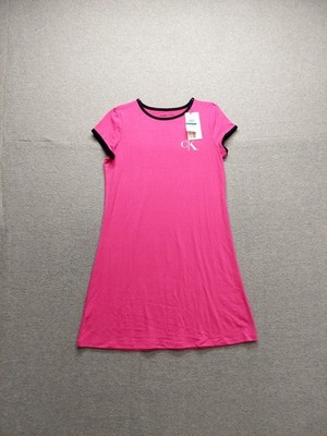 Calvin Klein Jeans Girls T Shirt Dresses XL Pink Crew Neck Short Sleeve Casual