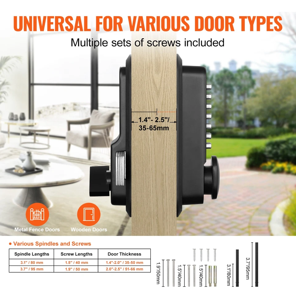 Uimoso Mechanical Keyless Door Lock with 14-Digit Keypad and Surface-Mount Latch - Image 3 of 4