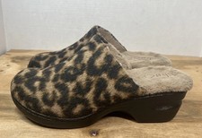 Boc Born Women  s Peggy Leapord Print Faux Fur Clogs Slip On Shoes Sz 10M
