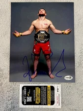 UFC CHAMPION MERAB DVALISHVILI AUTOGRAPH 8x10 BELT PORTRAIT PHOTO JSA CH47106