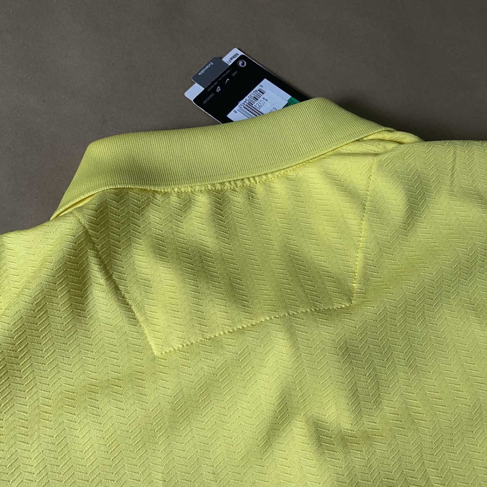 Nike XL X-Large Golf Fit Dry Stretch Polo CL Yellow Textured Patterned West Bend thumbnail 16