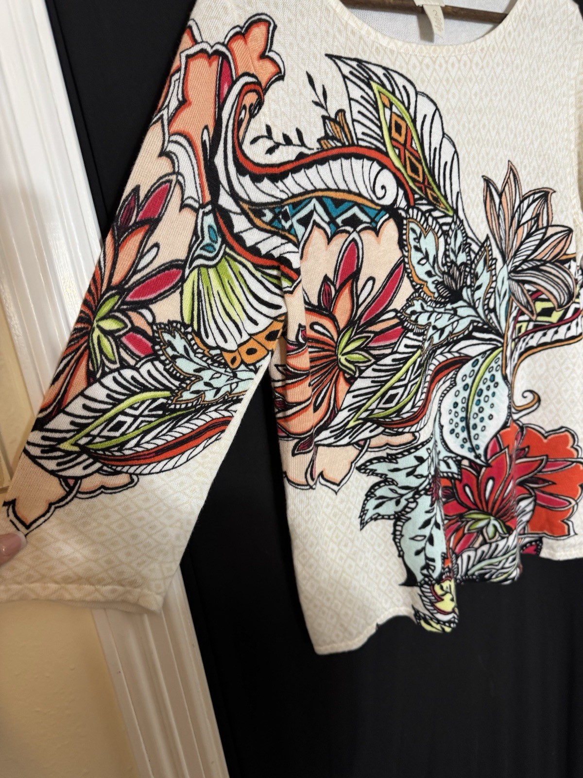 Chicos Sweater 2 Large Multicolor Pullover Artsy … - image 3