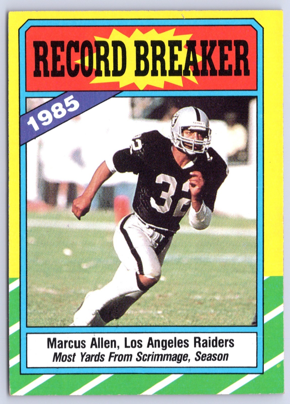 MARCUS ALLEN / RECORD BREAKER 1986 TOPPS NFL FOOTBALL #1 EX+        74884