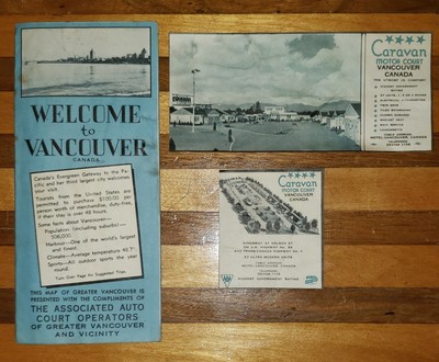 1940s Vancouver B.C. City Road Map Associated Auto Court Operators Local Ads