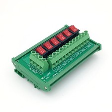 DIN Rail Mount 6 Channel Rocker Switch Power Distribution Strip Module AC125V