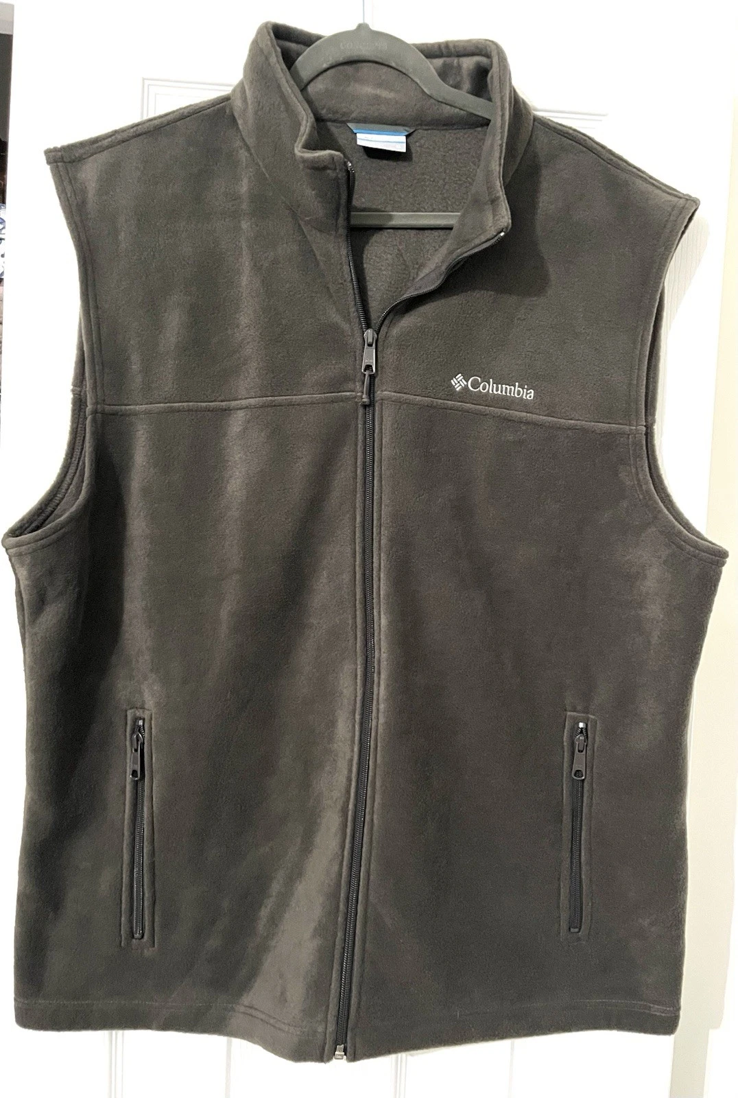 Columbia Fleece Vest Men's XL Olive Green Full Zip Sleeveless Jacket Outdoor Zip