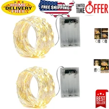 Enchanting 2 x 20LED Battery Fairy Lights, Silver Wire, 6.6ft for Festive Decor