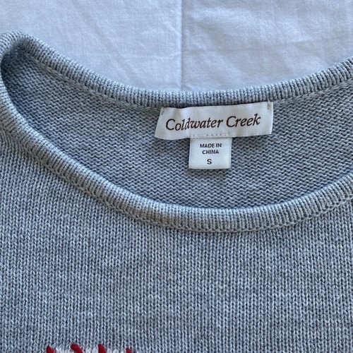 Coldwater Creek Gray Lightweight Heart Sweater Small - Picture 4 of 8
