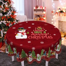 1 Piece, Christmas Printed Polyester Tablecloth + 4 Self-Adhesive Stickers, Snow