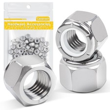 100Pcs 10-24 Nylon Insert Hex Lock Nuts A2 304 Stainless Steel Self Locking ...