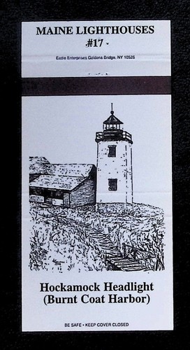 Vintage Maine Lighthouses Matchbook Cover Hockamock Headlight Burnt Coal Harbor