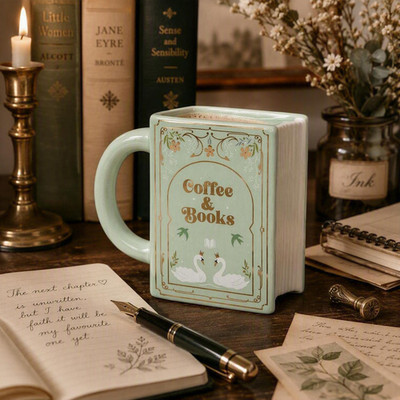 Grüne Kaffeebücher 3D Buchform Keramiktasse Buchliebhaber Geschenk etwas anderes